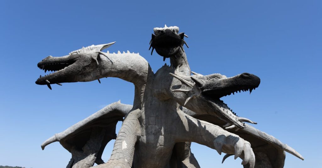 黒龍のエネルギーを象徴する深淵と光が交わる風景。闇の中から輝く龍が覚醒を導く神秘的な情景