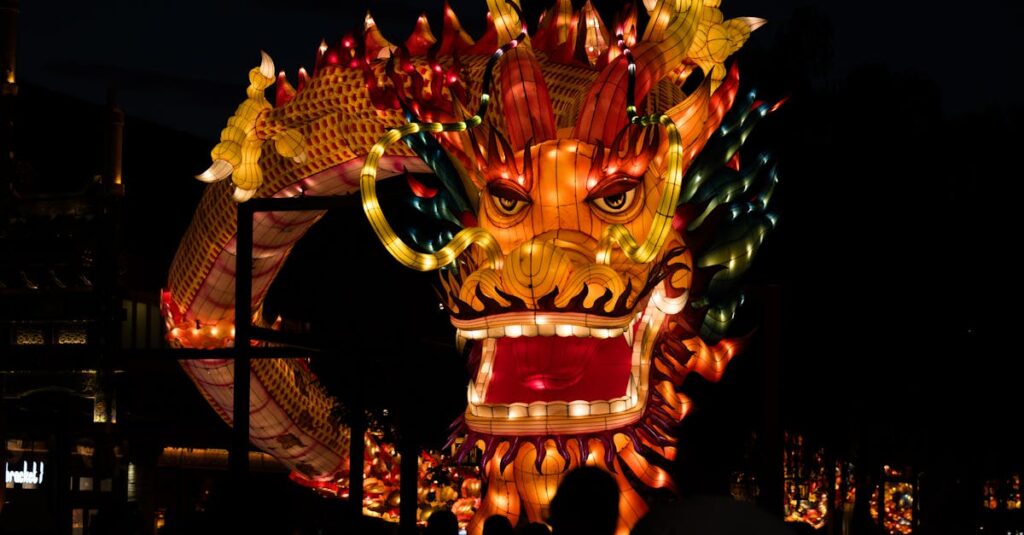 白龍が光の粒子を放ちながら水面を舞い、浄化と再生の波動を広げる幻想的な情景