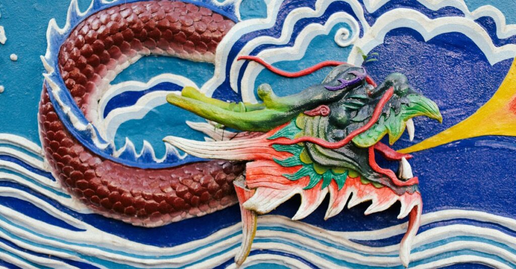 夢で龍神様を見た後、現実の人生に光や流れの変化が訪れる神秘的なイメージ