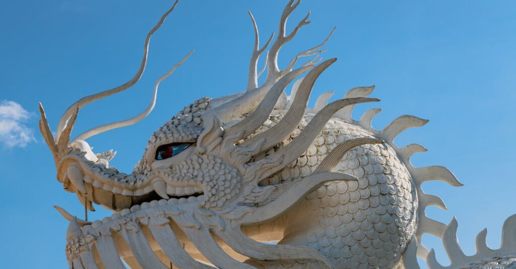 龍神と波動が共鳴し、気のエネルギーが流れる幻想的な光のイメージ