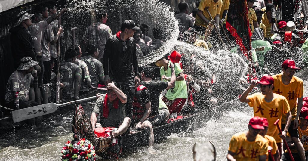 龍神の導きのサインとして光が差し込み、自然が動き始めるスピリチュアルな場面