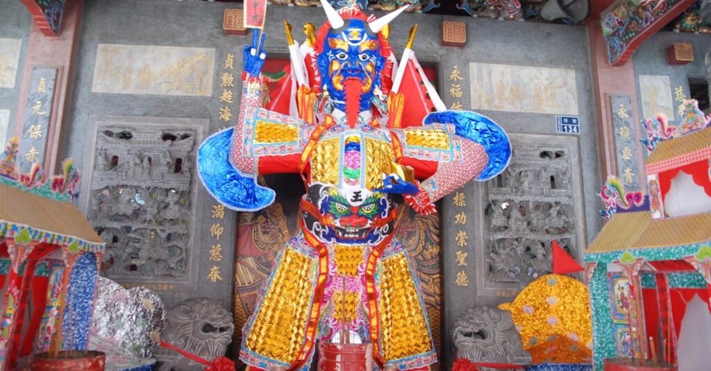 光に包まれた龍神が守護霊として人を見守り導いている様子を描いた神秘的なイラスト