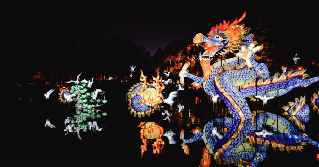 夢の中で龍神様が光や水、雲や炎を通してメッセージを伝えている幻想的な光景